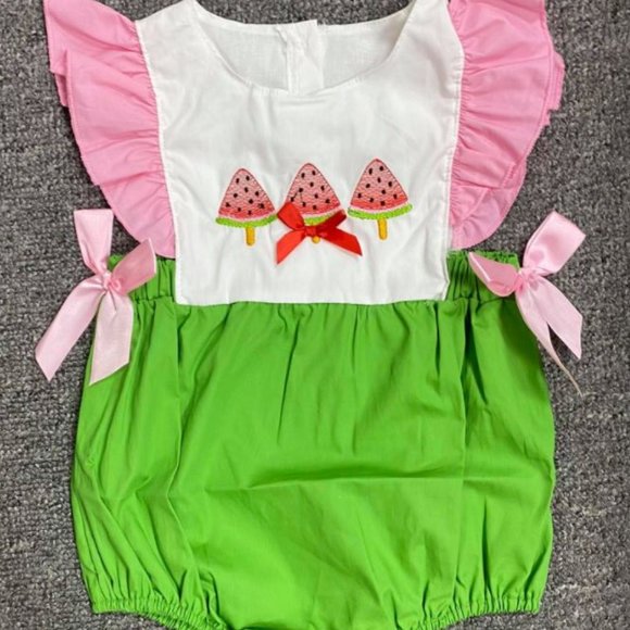 EMBROIDERED WATERMELON ROMPER - NEW - Picture 1 of 1